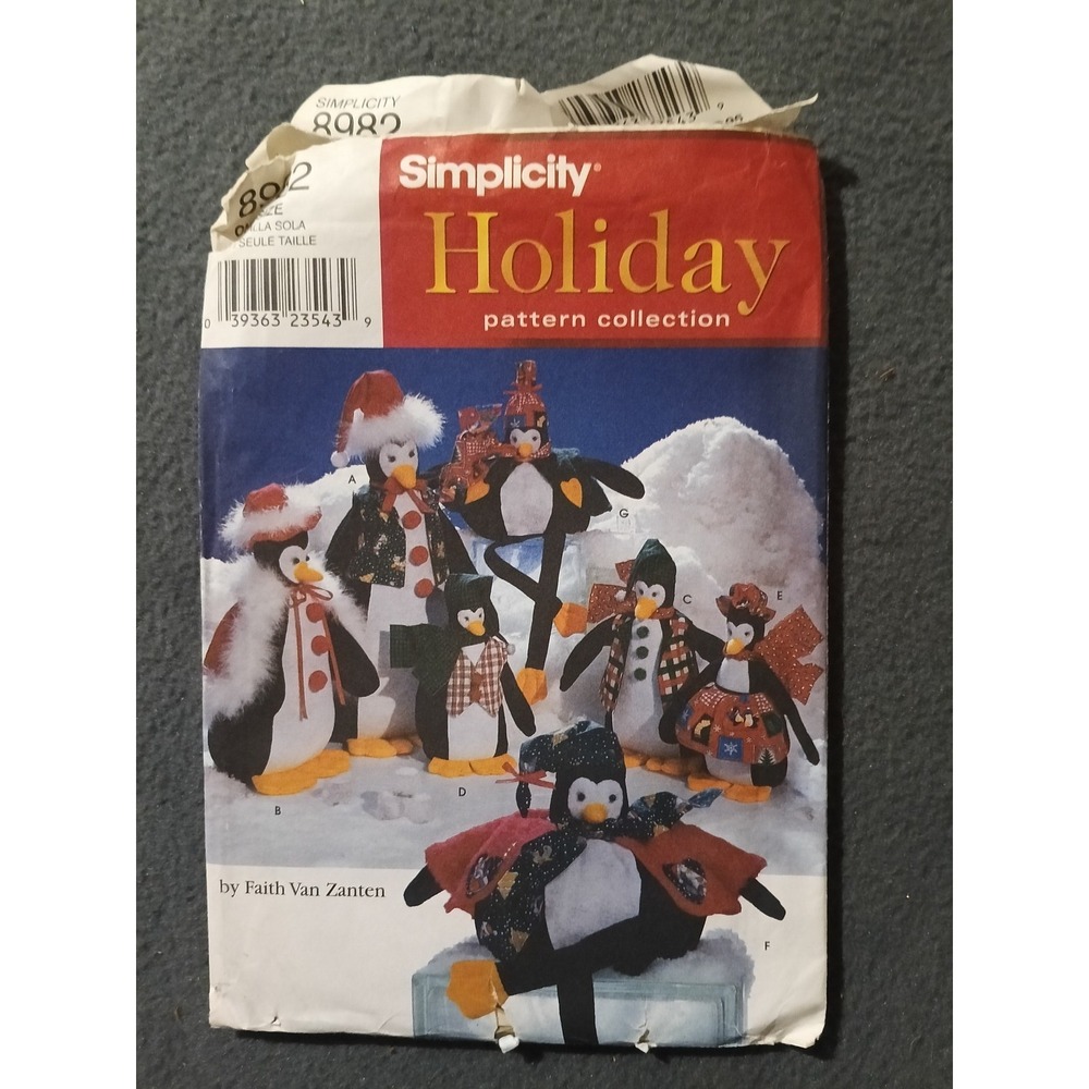 Simplicity 8982 Holiday Pattern Collection Plush Penguins Decor Sewing Pattern